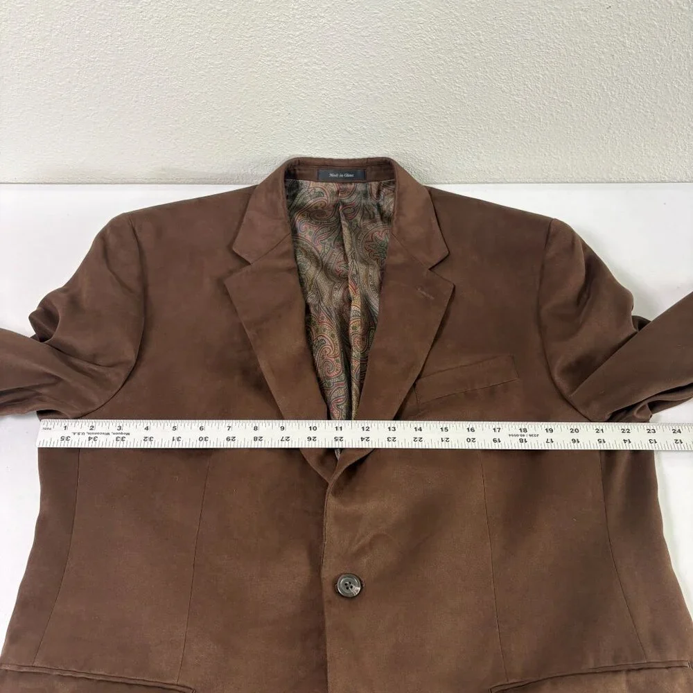 Lauren Ralph Lauren Sport Coat Men 42R Brown Faux Suede Two Button Blazer Jacket